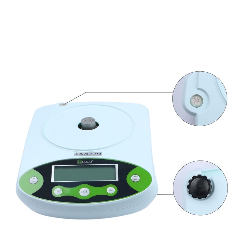 U.S. Solid Digital Analytical Balance 2kg x 0.01g, High Precision Lab Scale, 500g Calibration Weight, 10 Weighing Units, AC 100V-240V & DC 9V, Piece Counting - Image 5